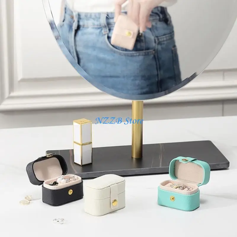 T21F Маленькая шкатулка для колец для ювелирных изделий, мини-футляр для ювелирных изделий, портативный футляр для хранения 4