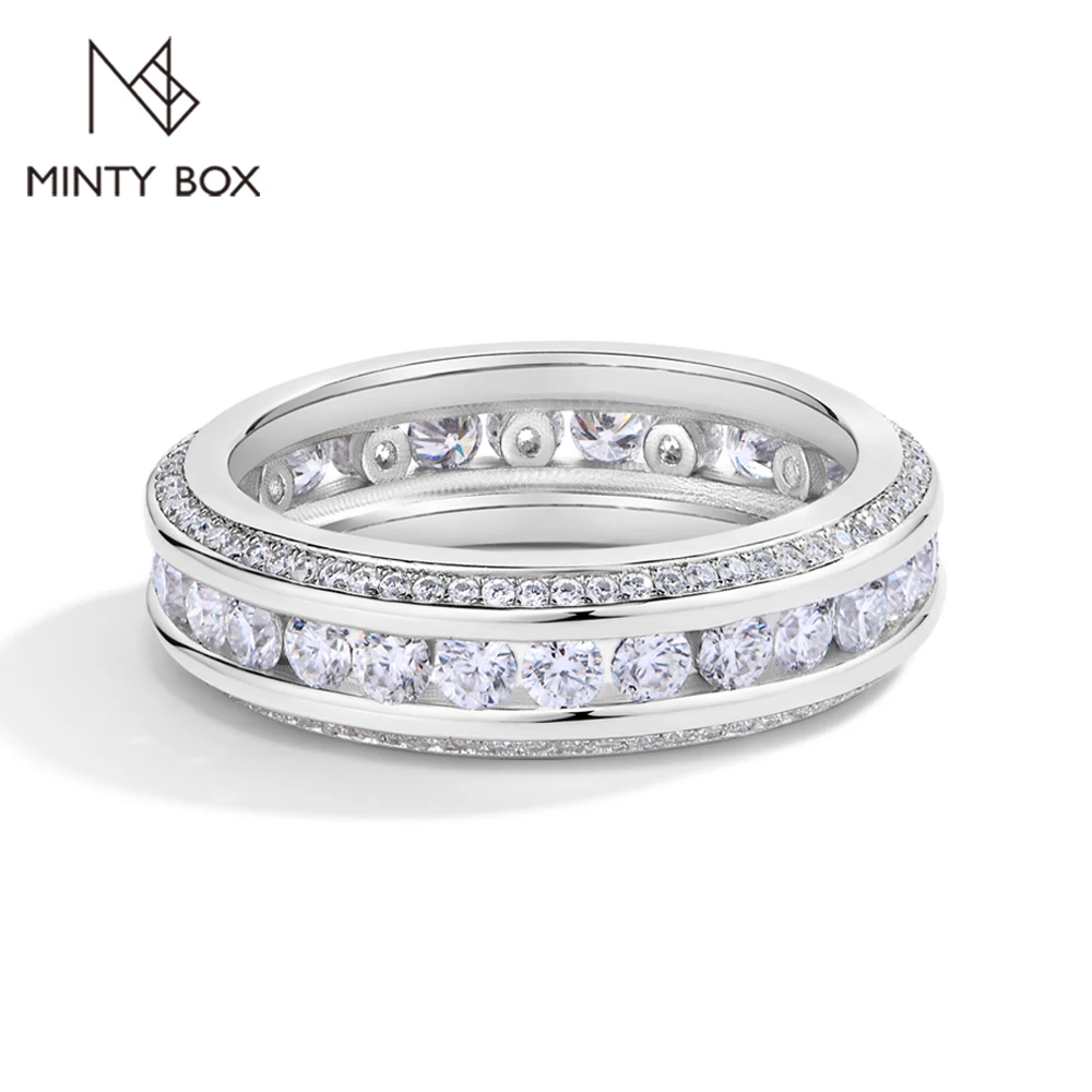 MINTYBOX S925 Sterling Silver Moissanite Ring D VVS1 Lab Grown Diamond 1.68ctw Pierścionki zaręczynowe dla kobiet Prezent ślubny