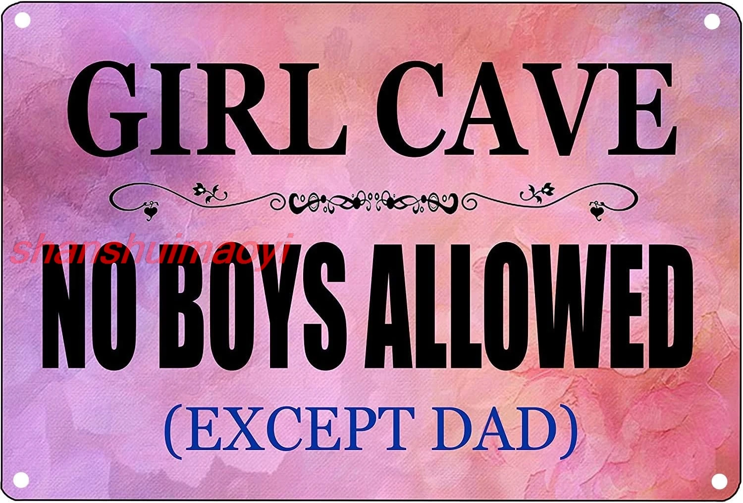 Girls Bedroom Sign - Funny Girl Cave, No Boys Allowed (Except Dad) Metal Tin Sign Wall Decor Daughter Pink Bedroom Door sign