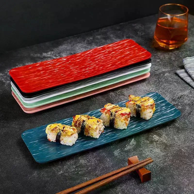 Melamine Long Sushi Platters Textured Surface Break Resistant For Japanese Restaurant Home Sushi Parties Reusable