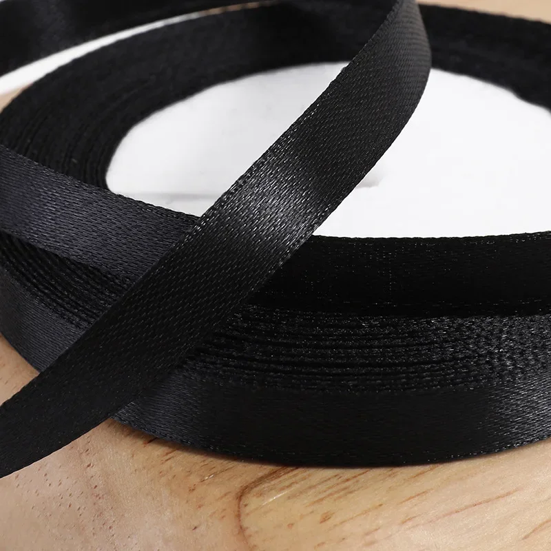 1pc 22 Meters/Roll (6mm-50mm) Black Polyester Satin Ribbon Bow Craft Decor Wedding Christmas Party handwork DIY Decoration