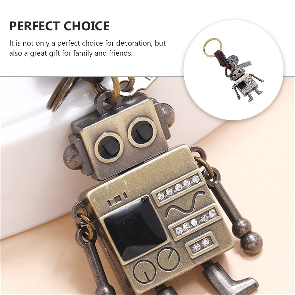 Robot Keychain Shaped Ring Creative Rings Stylish Cowhide Alloy Gift Knitting Unique Pendant