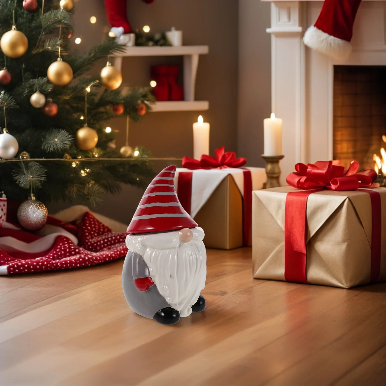 

Holiday Ceramic Cookie Jar Christmas Candy Storage Box with Lid Airtight Freshness Keeper Decorative Jar for Living Room Kitchen