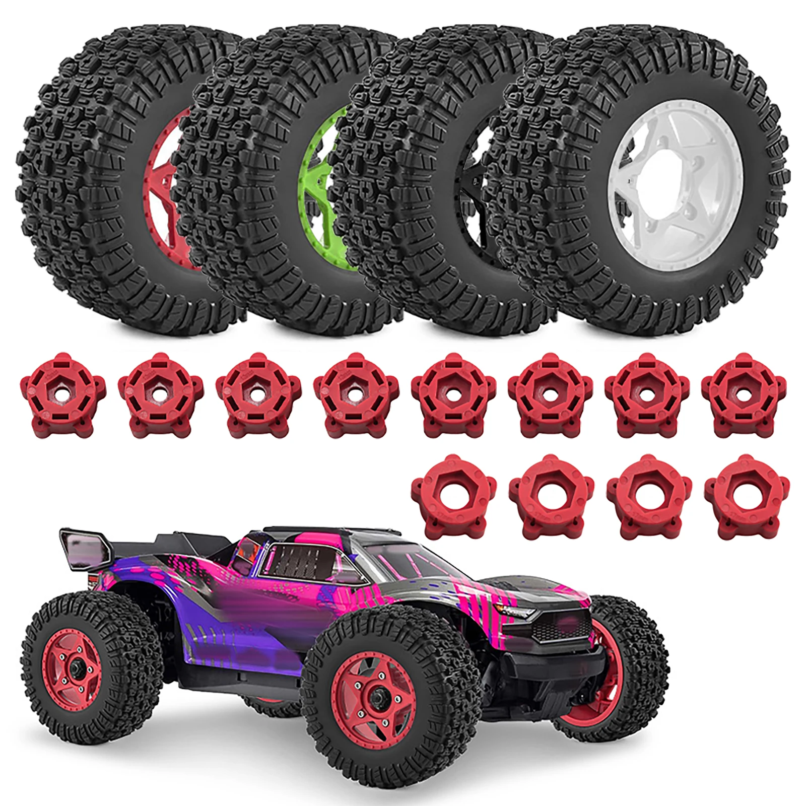 

4pcs RC Shot Course Wheel Tire with 12/14/17mm Wheel Hex for 1/10 ARRMA Senton Traxxas TRX slash RC Truck Upgrade Parts