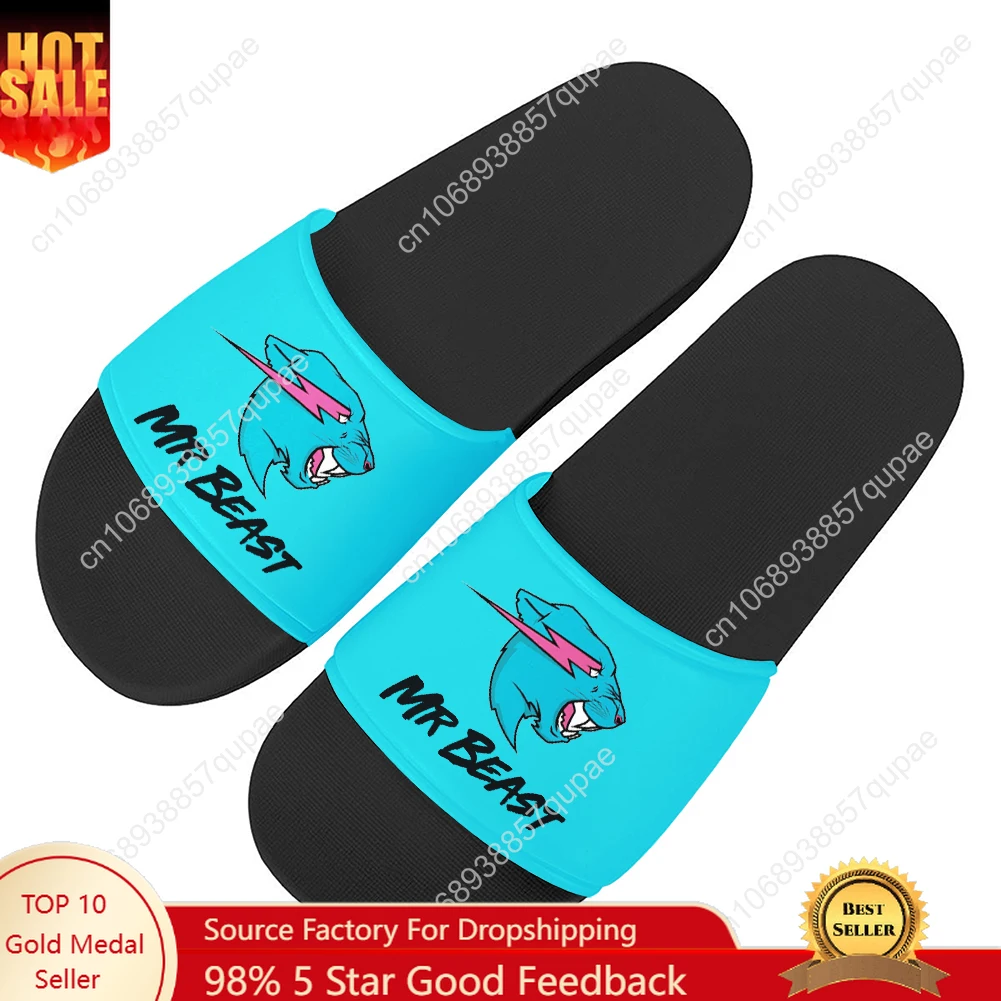 Mr Beast Slippers Home Water Shoes Game Blogger Men Women Teenagers Beach Pool Sandals High Quality Custom Summer Slipper