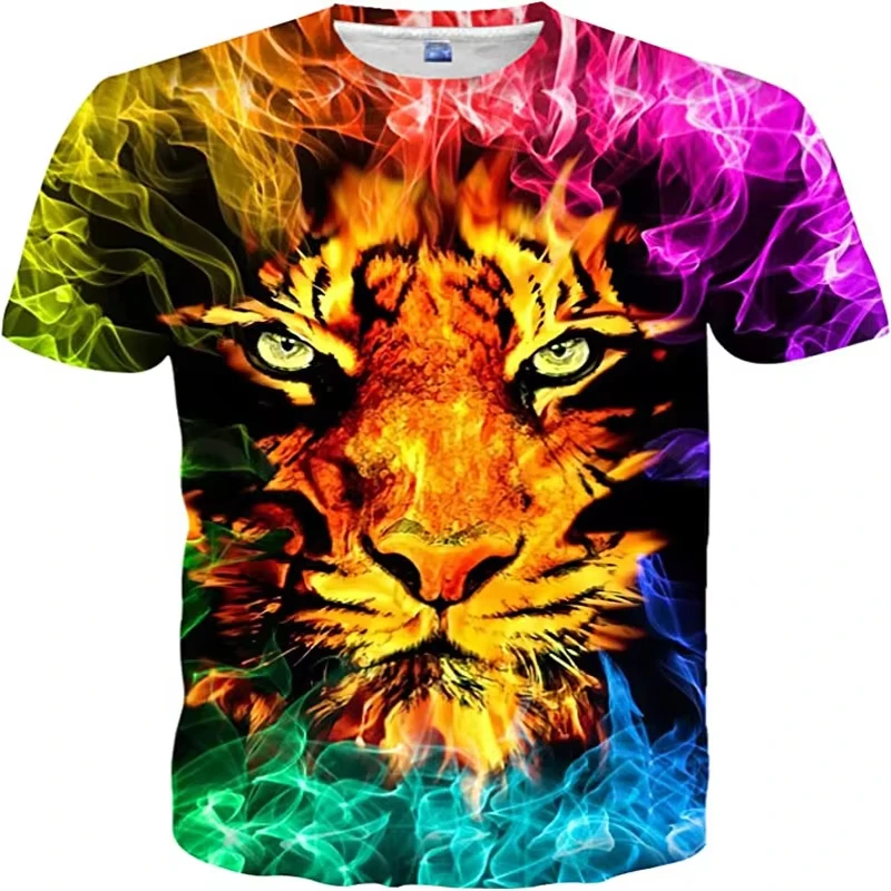 Newest Summer Men Clothes 3d Printed Animal Tiger Men Top Tees T Shirts Men Casual Oversized Short Sleeve T Shirt Men Clothing