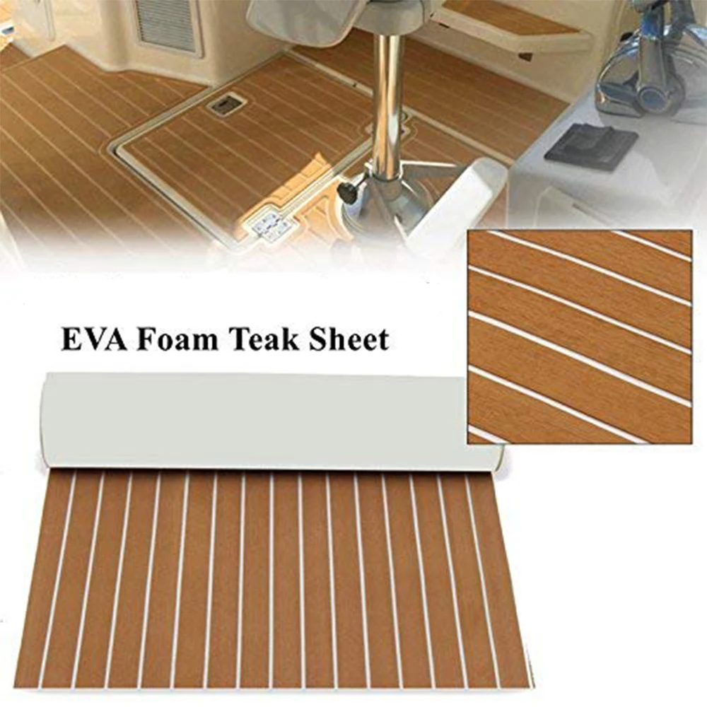 Professional EVA Foam Faux Teak Boat Decking Mat Brown Deck Sheet Yacht Flooring Anti Skid Mat Self Adhesive Vehicle Pad