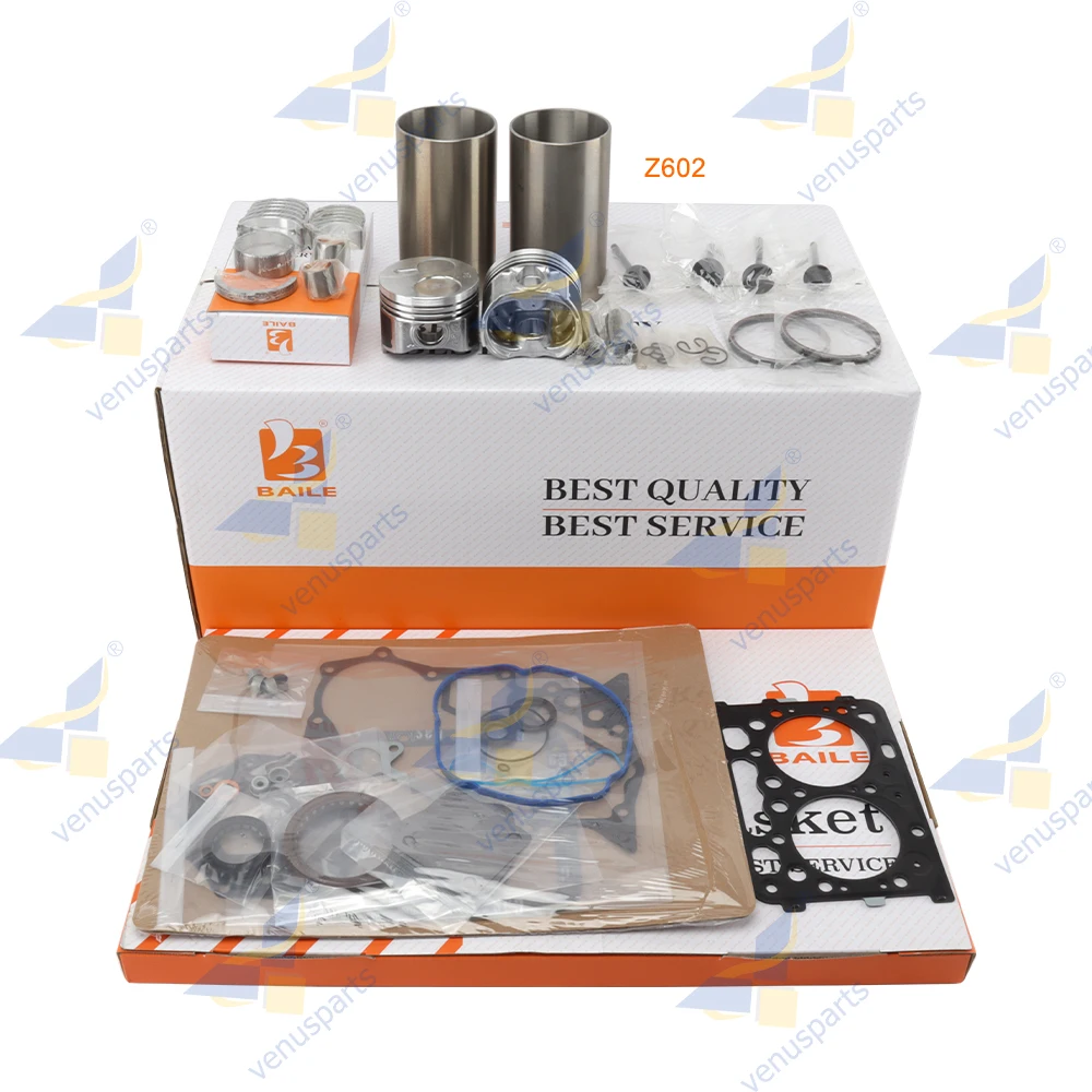 Z602 Overhaul Rebuild Kit For Kubota Piston Rings Cylinder Liner Full Gasket Set Engine Parts 1J091-21770 72*1.5HK+1.5+2mm