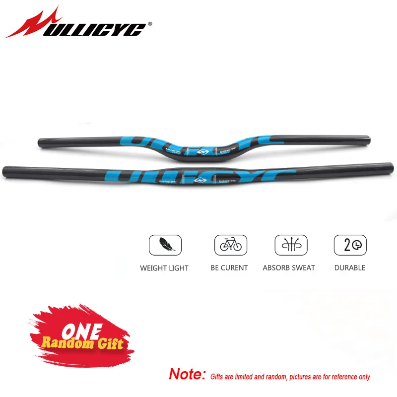 

Ullicyc Carbon Handlebar For Mountain/City/Fold Bike Flat/Rise MTB Steering Wheel 31.8 Length 640-740mm Blue Logo Bicycle Parts