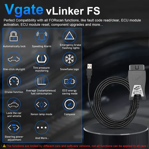 Imagen 2 del producto Vgate-Herramientas de interfaz de escáner de diagnóstico de coche vLinker FS ELM327 para Ford FORScan HS MS CAN ELM 327 OBD 2 OBD2, OBDII para Mazda