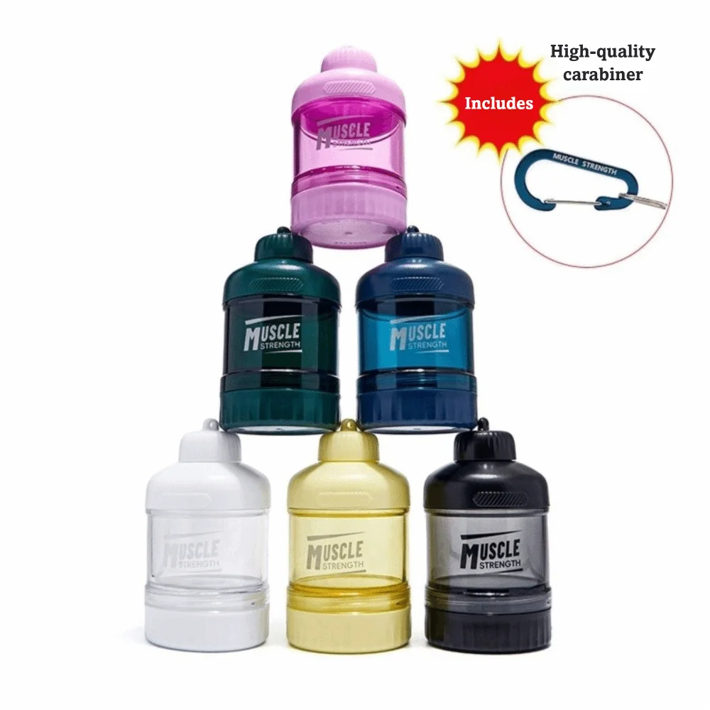 1/2/3 Layer Protein Powder Box Plastic Layered Storage Medicine Box Durable with Mountaineering Buckle
