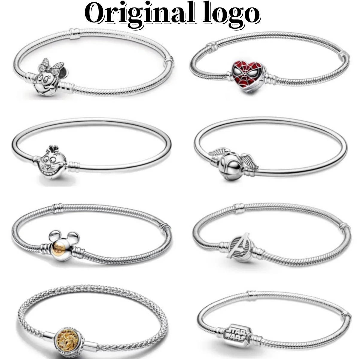 2024 Minnie Mickey Spider Original 925 Silver Plated Bracelets Love Heart Clasp Bead Charm Bracelet For Women DIY Jewelry Gifts