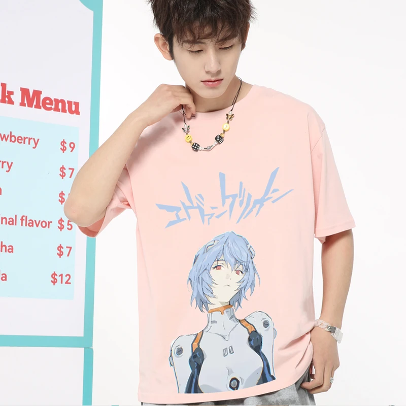 Ayanami Li short-sleeved men\'s T-shirt summer animation around two yuan eva New century Evangelion half-sleeved clothing trend