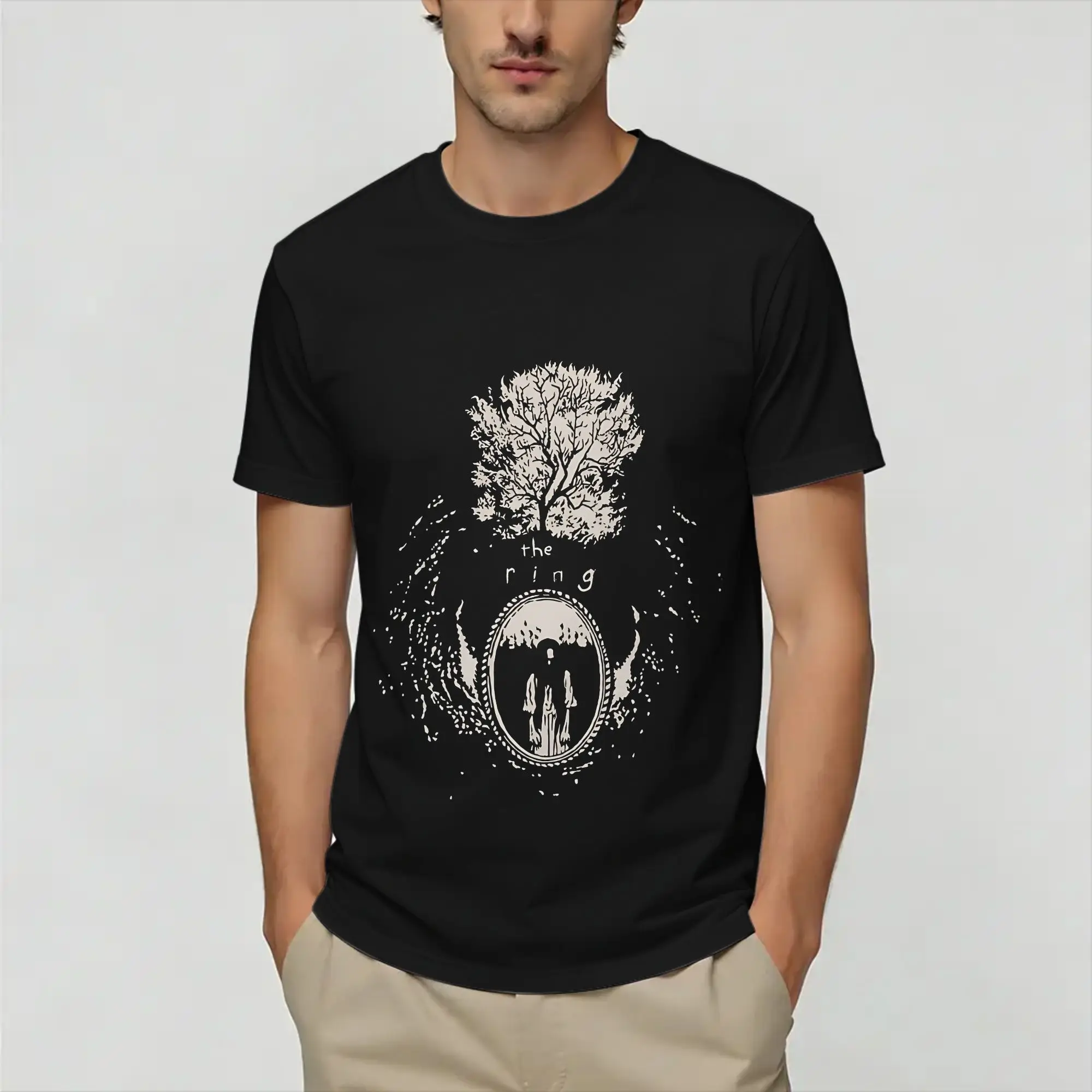 Oversized T-Shirt Beach Rings Trending T Shirts  Pure Cotton Tshirt for Mens Y2K Classic Pattern Short Sleeve Clothing