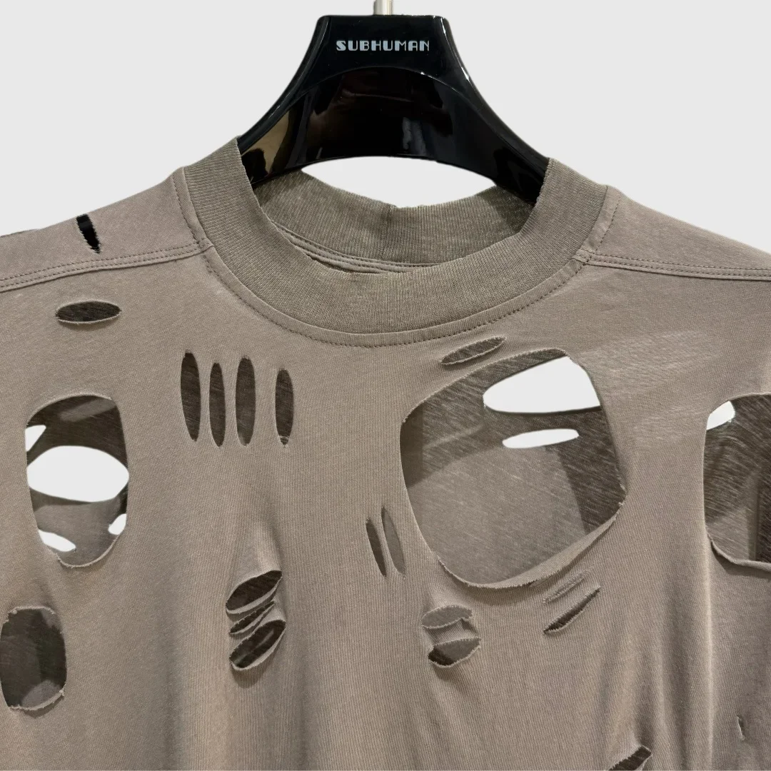 Dark Ro High Street Tees T Shirts Men's New Pure Cotton Niche Sleeveless Hollowed Out Perforated Personalized Trendy Tank Tops