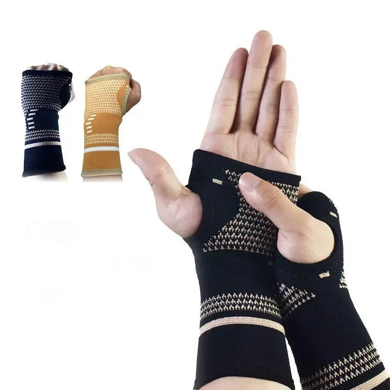 1Pc Copper Professional Wristband Sports Safety Compression Gloves Wrist Guard Arthritis Brace Sleeve Support Elastic Palm hand