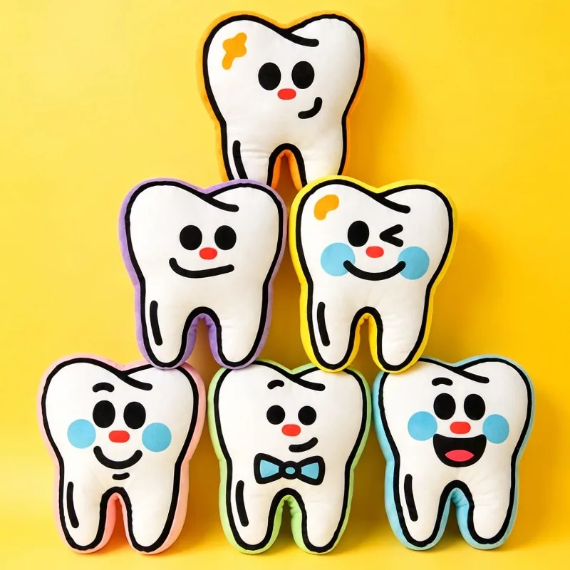 Creative Funny Tooth Shaped Plush Pillow, Cute Cartoon Teeth Stuffed Doll, Dental Clinic Decor Soft Plush Toy, Gift for Kids