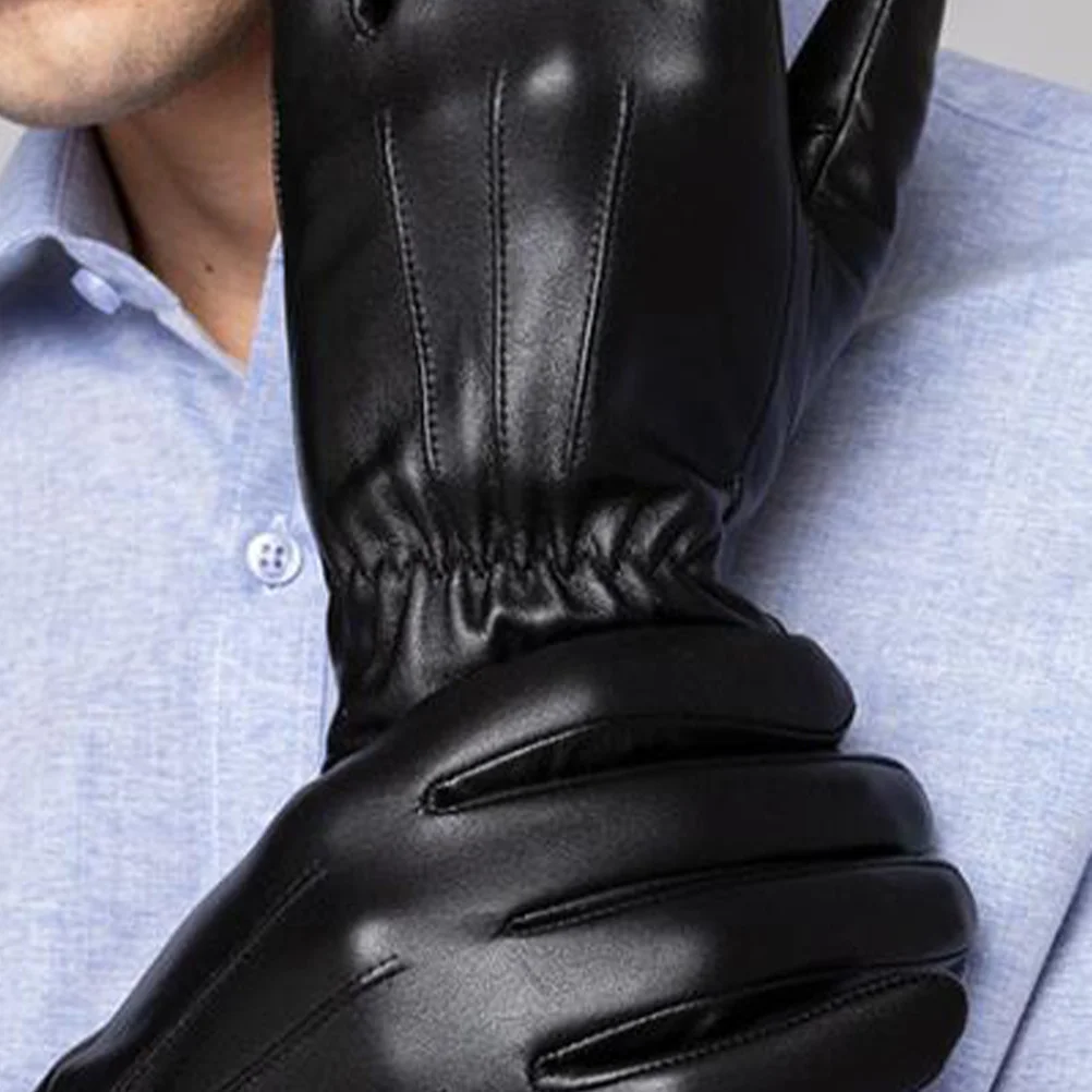 قفازات PU مضادة للكهرباء الساكنة، شتاء أسود دافئ للتزلج والمشي لمسافات طويلة والتسلق وحماية اليد الكاملة للأنشطة الخارجية