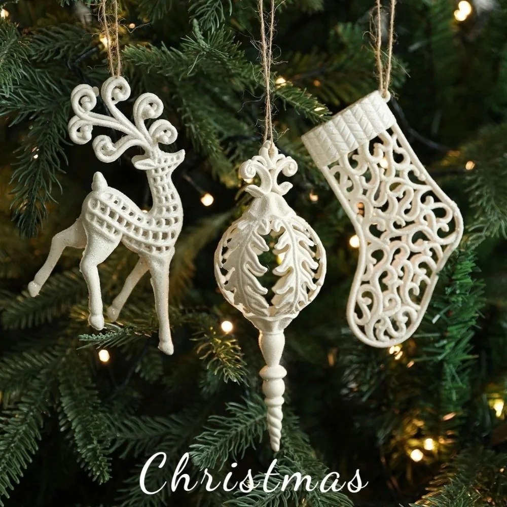 Hanging Christmas Decoration Pendant Plastic Snowflake Design Christmas Tree Decoration Elk Pentacle Xmas Gifts Christmas Party