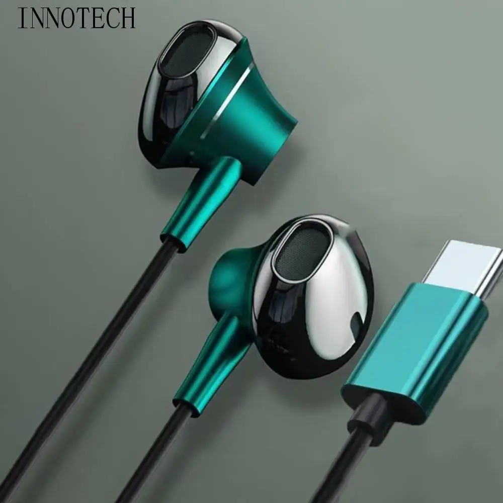 Universal Type C Wired Earphone with Mic Noise Cancelling in Ear Earphones Surround Bass HiFi Stereo Wired Headset Running