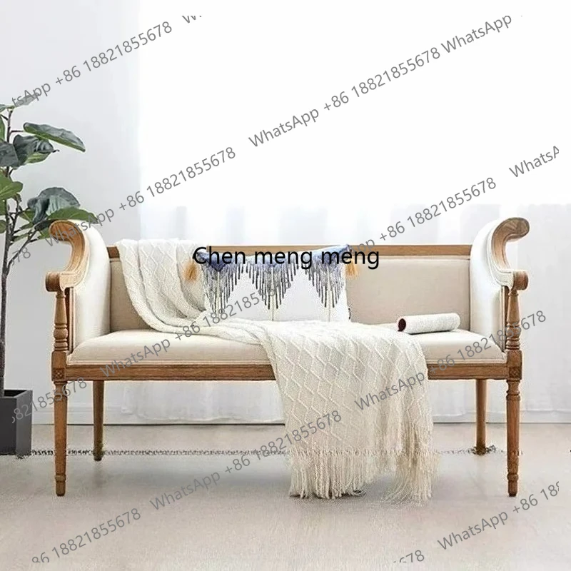 

Furniture for small-sized apartments carving sofa chair ash wood log French retro balcony casual double sofa