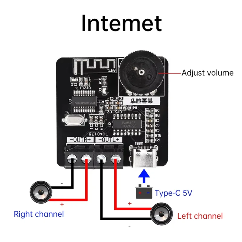 XH-A164 مايكرو الرقمية بلوتوث مكبر للصوت مجلس PAM8403 مكبر للصوت وحدة DC5V امدادات الطاقة 5 واط + 5 واط الطاقة