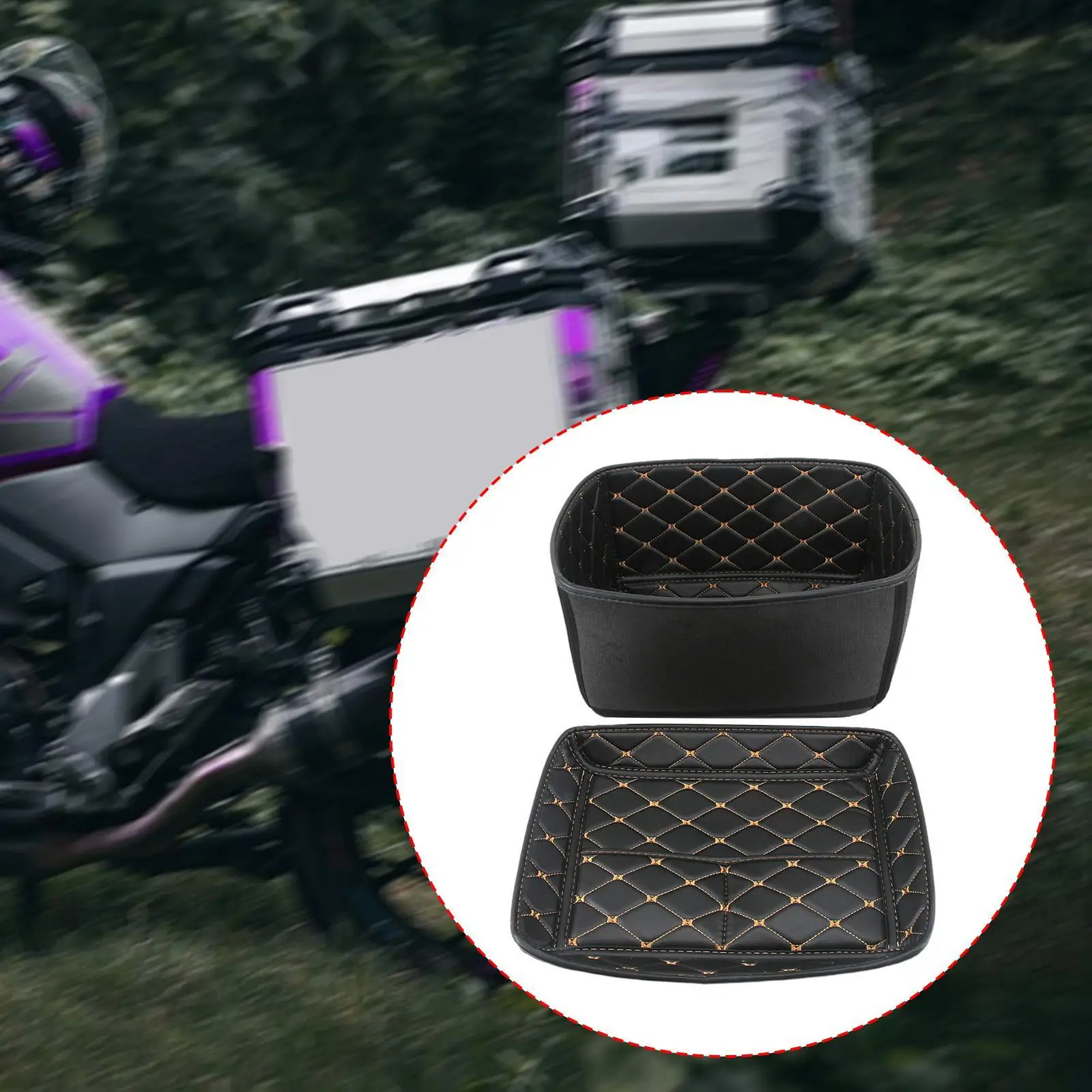 

Sturdy PU Motorcycle Tail Box Mat Upper & Lower Liner Replacement Portable Luggage Box Inner Trunk Case Protector Accessory