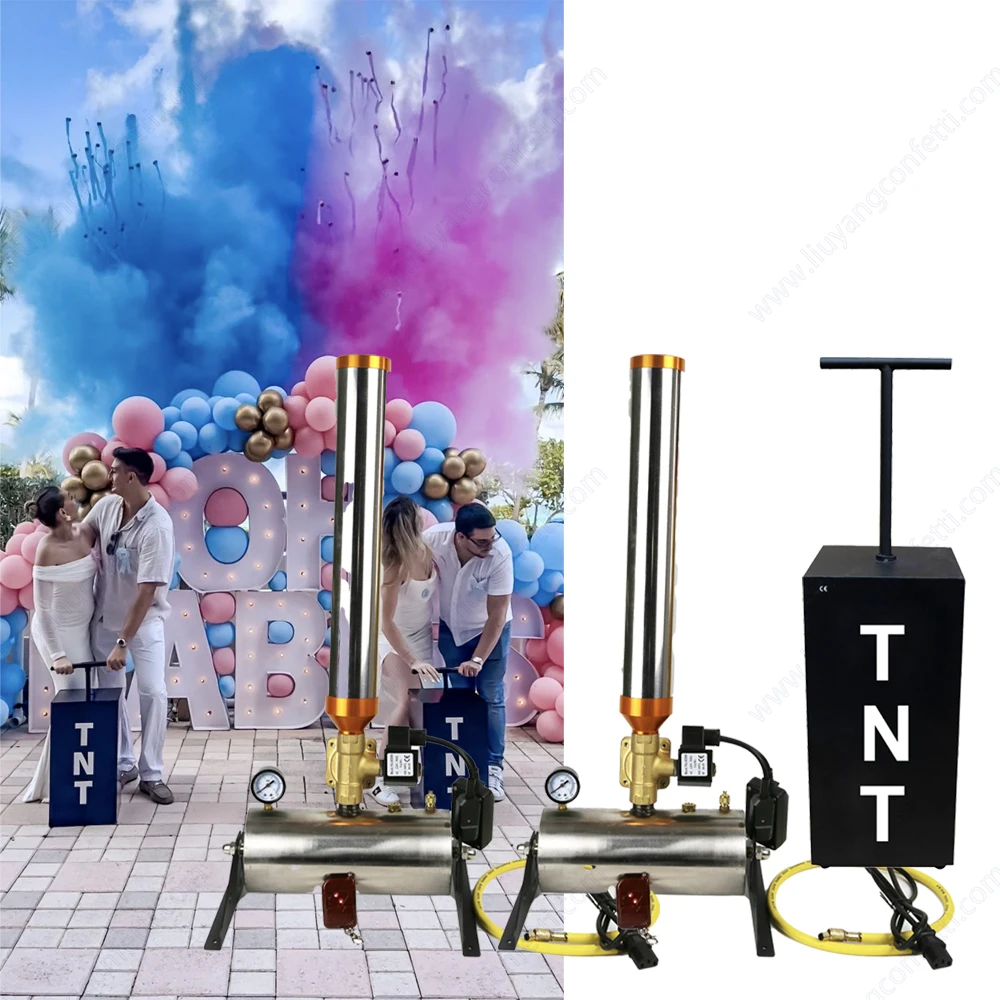 Boy or Girl Pink Blue Electronic Remote Control Gender Reveal Smoke Machine Baby Shower Powder Party Prop Color Confetti Cannon