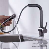 Pull-out kitchen faucet, stainless steel cold and hot sink for washing vegetables and dishes, brushed gold