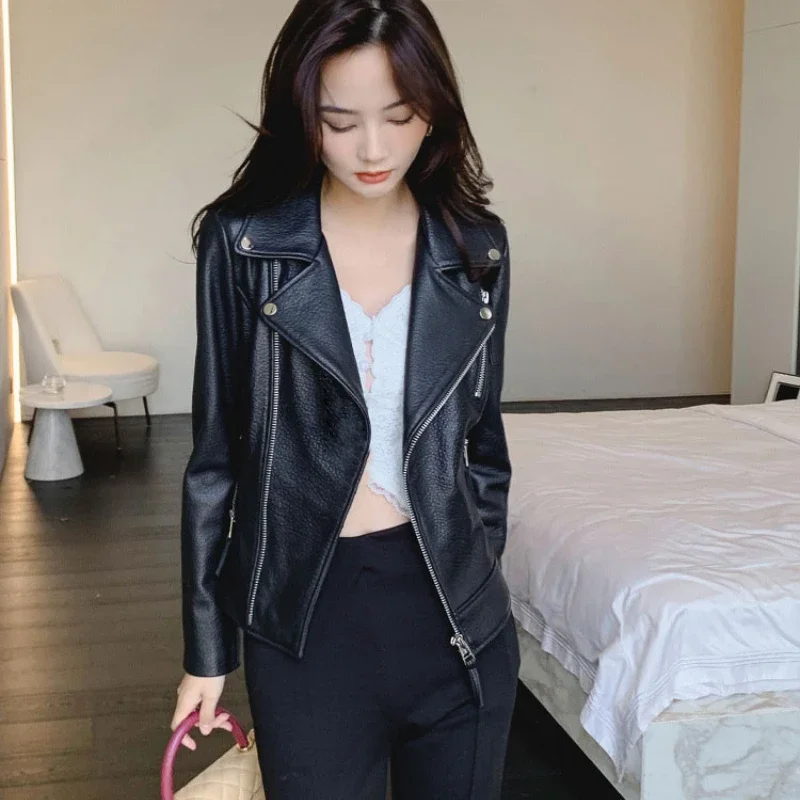 Tajiyane 100% Sheepskin Genuine Leather Jacket Motorcycle Women's Leather Jacket Spring Short Coats Black Slim Jackets Chaquetas