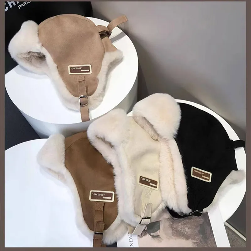 Thick Warm Russian Ushanka Fur Hat Fashion Male Female Winter Outdoor Hat Black Grey Earflap Ski Russian Cap Bomber Hat Gifts view 2