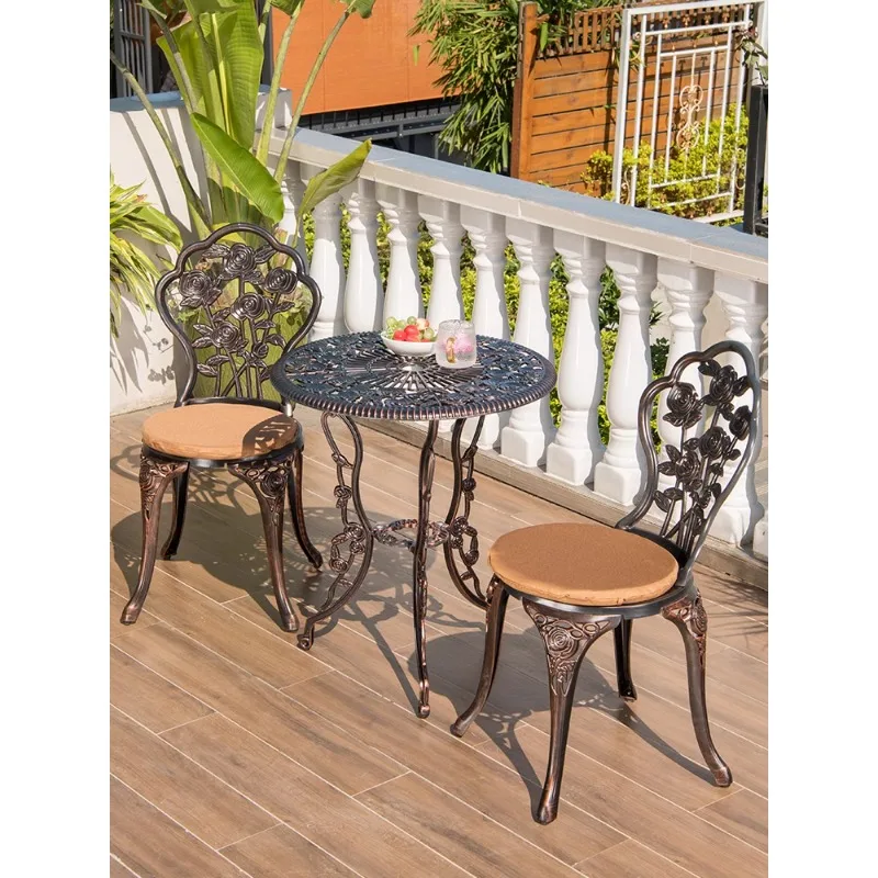 

Outdoor tables and chairs courtyard garden open-air cast aluminum leisure balcony small coffee table Internet celebrity cafe din