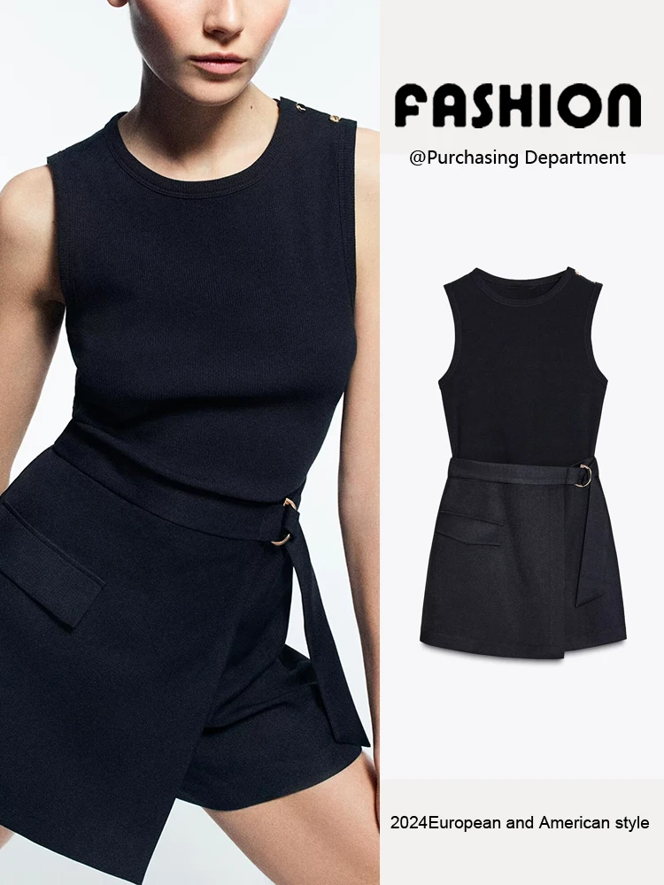 

Летняя новинка: женские утягивающие брюки-комбинезон с круглым вырезом, поясом и высокой талией, для повседневной носки