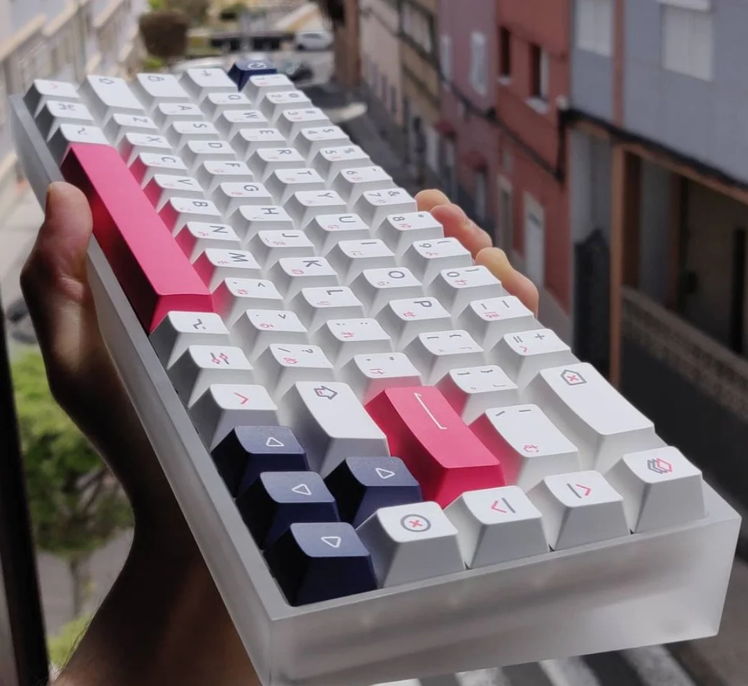 Dai powder keycap PBT hot sublimation original height pink and blue two-color supplement box small full set of excellent shading