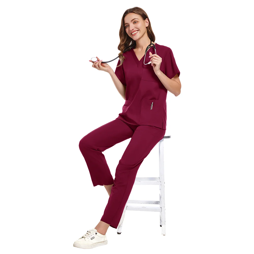 Mens Scrubs Uniform Sets Soft High Quality Scrub Nurse Unisex Beauty SPA Jogger Pants Sets Surgical Workwear Pet Doctor