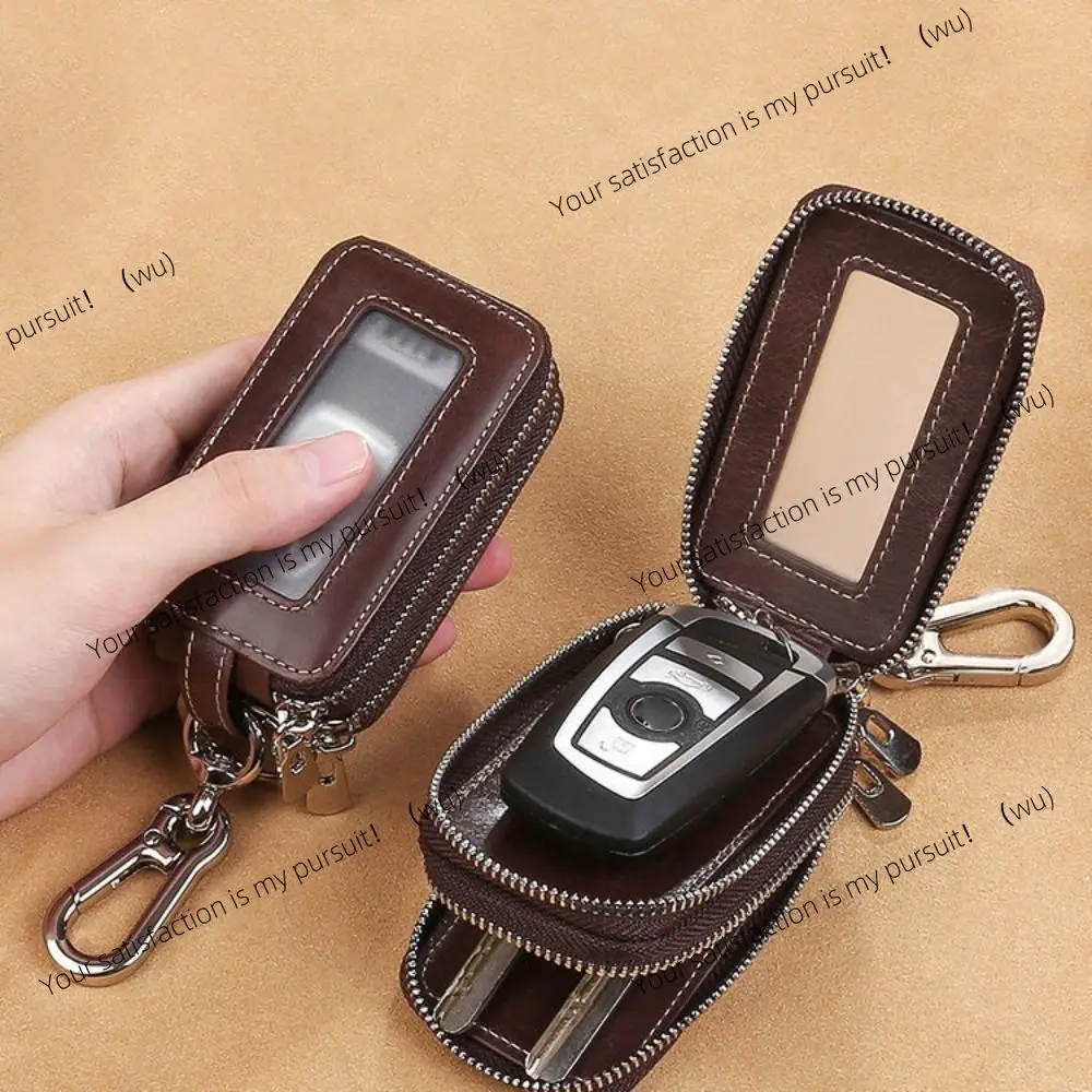 Universal Zipper Double-Layer Key Case Storage Bag Mini Car Key Case PU Portable Key Organizer Pouch Gift