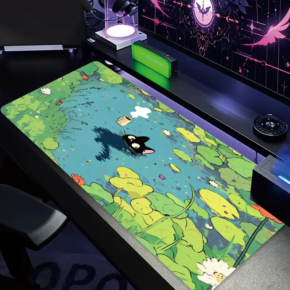 

Cute anime cartoon cat illustration large Mouse Pad Desk Mat Gaming pad pc accessories keyboard mousemat mauspad office rug