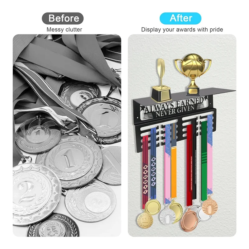 

RALCA-Medal Hanger Display,Trophy Holder,15.8 X 7Inch Medal Holder And Trophy Display Hanger Rack Frame Wall Mount