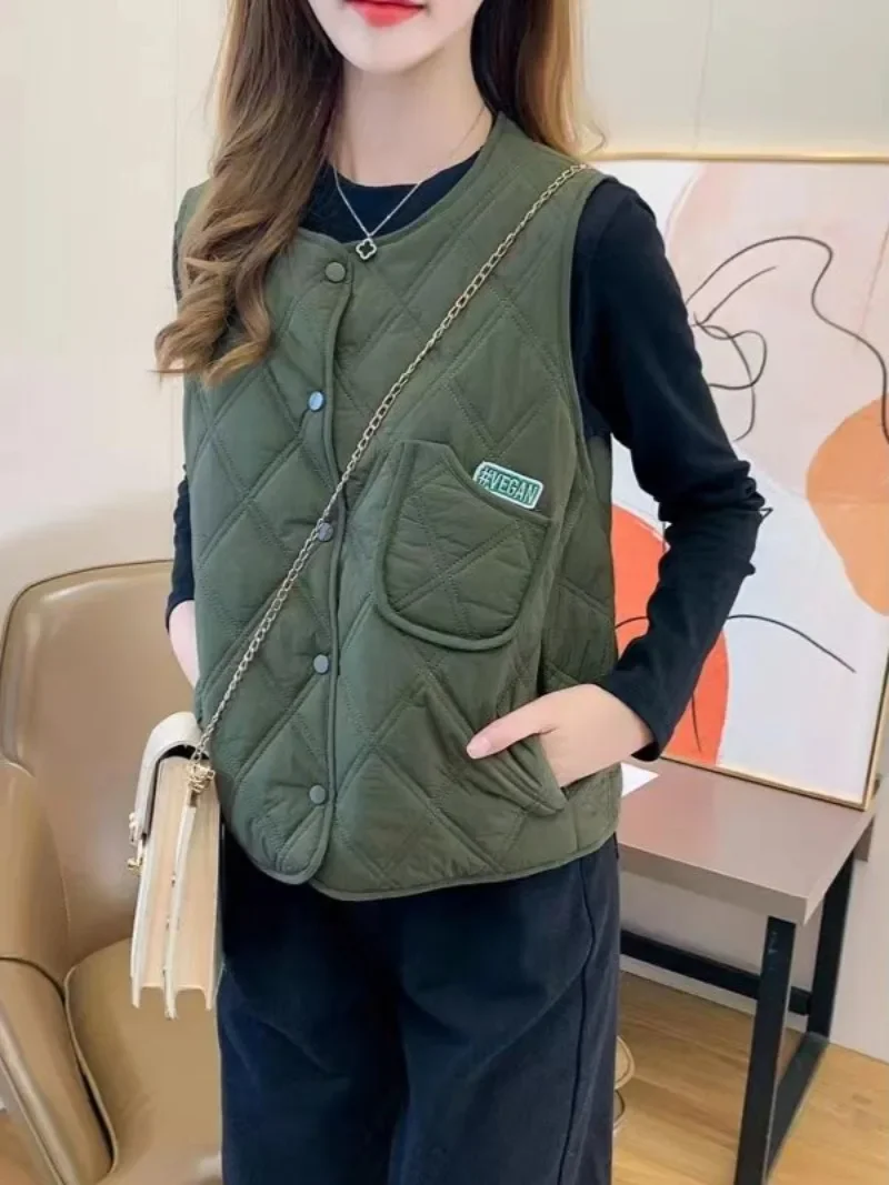 Waistcoat Woman Quilted Padded Cotton Vest for Women Light Demi-season Sleeveless Warm Clothes Fashion 2024 Korean Style Cold