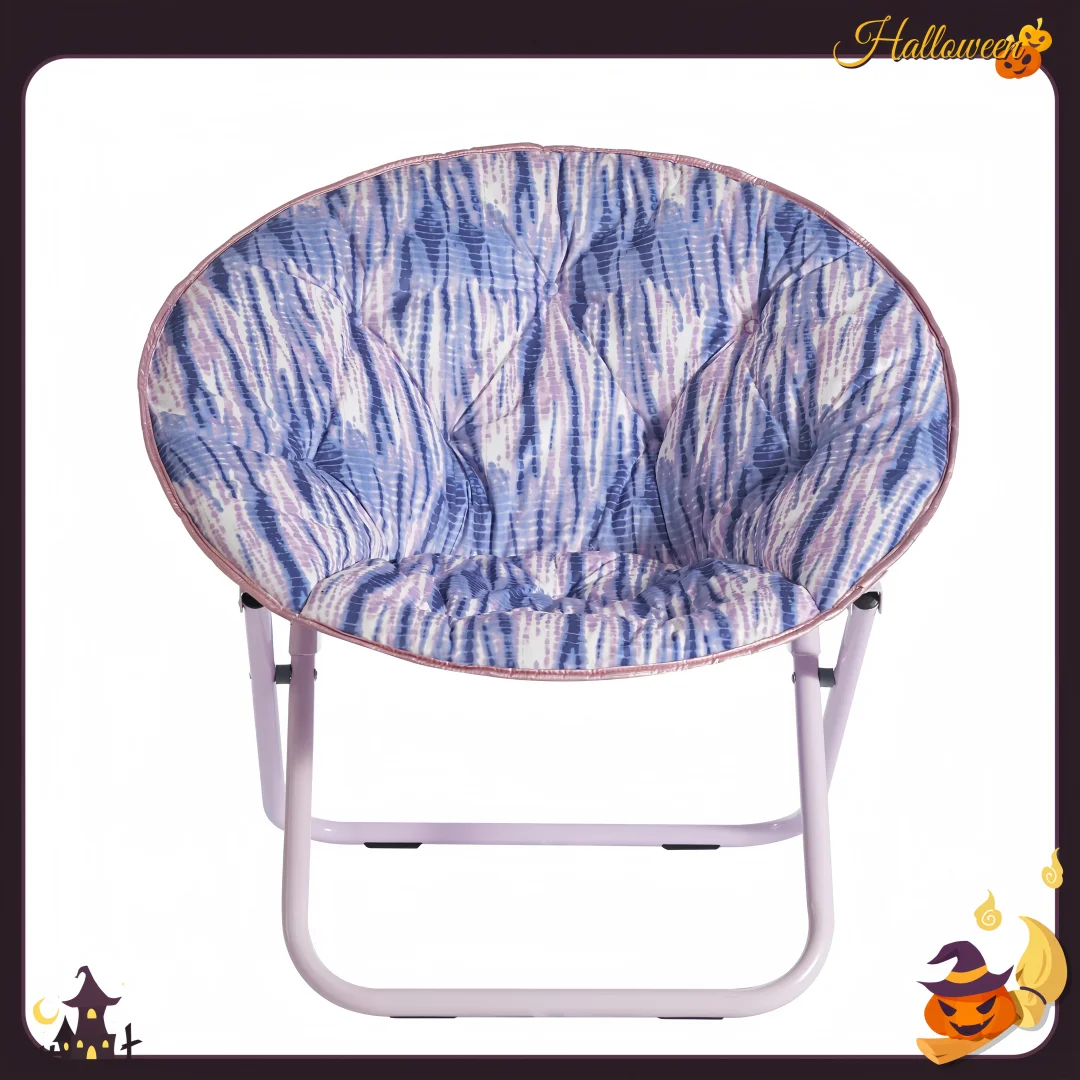 كرسي قمر مطبوع من القطيفة، مقعد أرجواني فروي مقاس 30 بوصة للقراءة، ديكور غرفة الألعاب