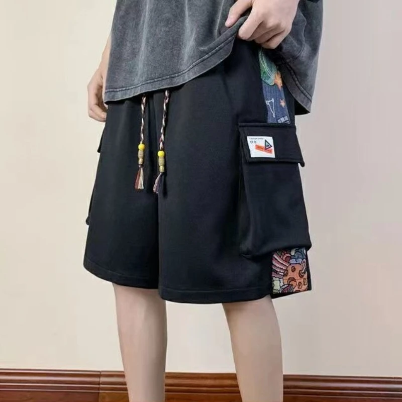 Vintage Chinese Style Cargo Shorts Men Summer Loose Fit Streetwear Athletic Shorts Five-Point Comfort