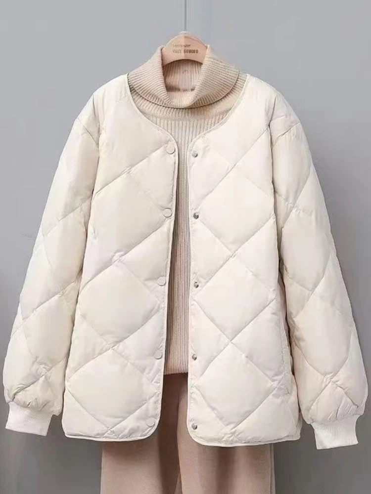 جديد في الشتاء أزياء سترة مبطنة بالقطن للنساء الخريف الكورية تنوعا خفيفة الوزن المعين منقوشة سترة مبطنة بالقطن