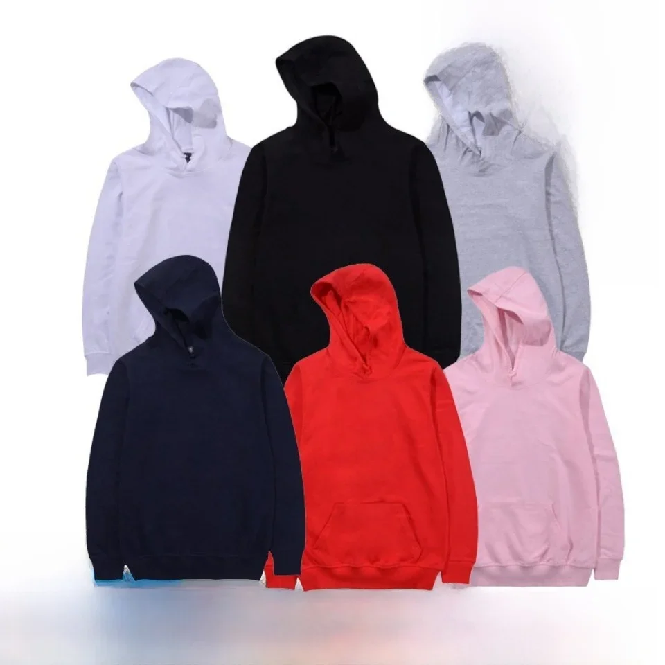 Nova Promoção da Temporada: Moletom Masculino Liso para Personalização, Blusão Unissex de Cor Sólida com Capuz, 100% Algodão Puro, Casual