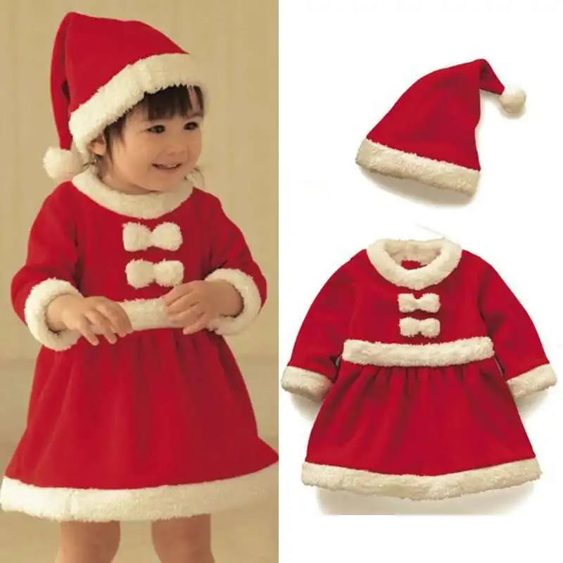 Christmas Costume Cosplay For Kids Toddler Boys Red Xmas Santa Claus Halloween Clothes Set Cute Girls Party Red Dress Hat Set