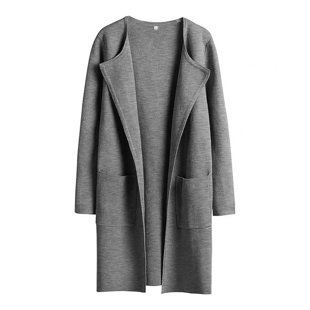 Autumn Winter Coat Elegant Lapel Collar Women's Mid-length Coat Loose Fit Warm Stylish Jacket for Autumn/winter Outwear Women