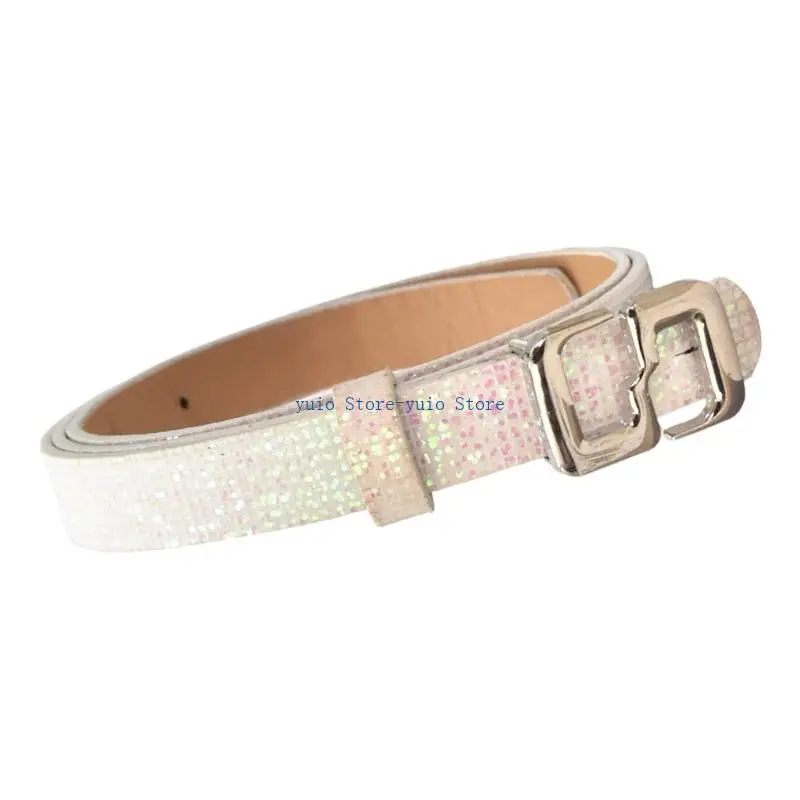 X7XB Waist Belt Adjustable PU Strap With Stylish Sequins Multiple Color Choices Feminine Everyday Accessory