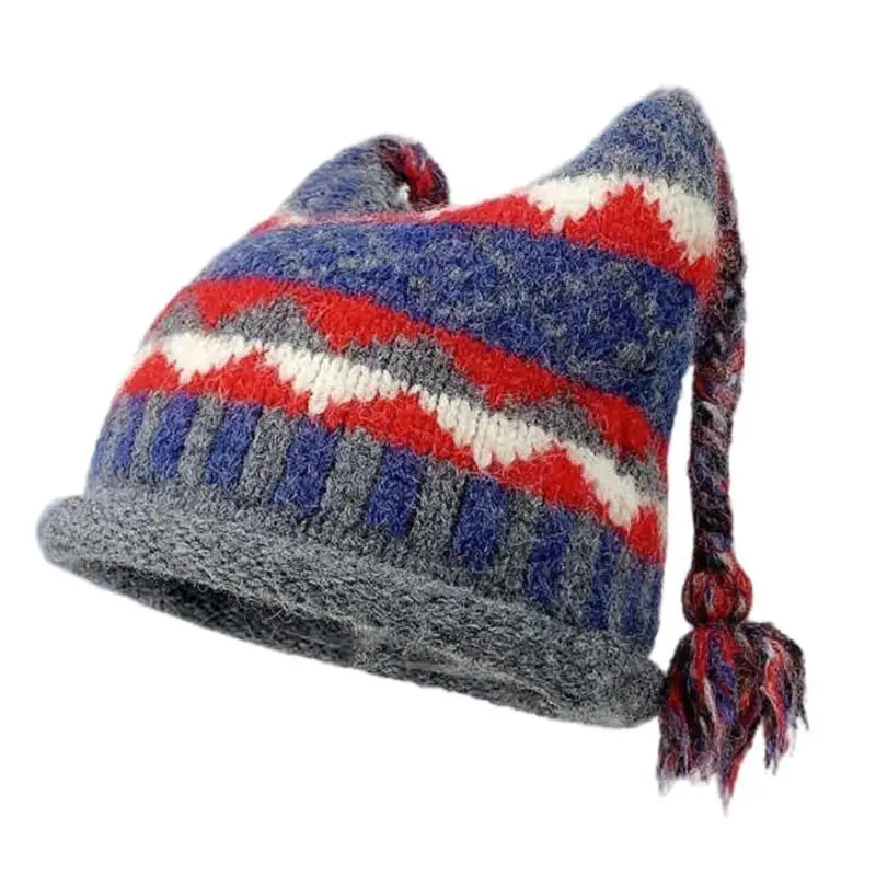 652F Unique Knit Hat Hip Hop Skull Caps Highlight for Trendsetting Pullover Warm Skull Caps Knitted Hat Party Club