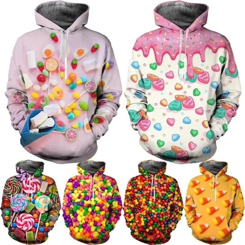 

New Candy Graphic Hoodie 3D Printed Funny Personality Couple Hoodies For Men Women Unisex Long Sleeve Oversized Pullovers Tops