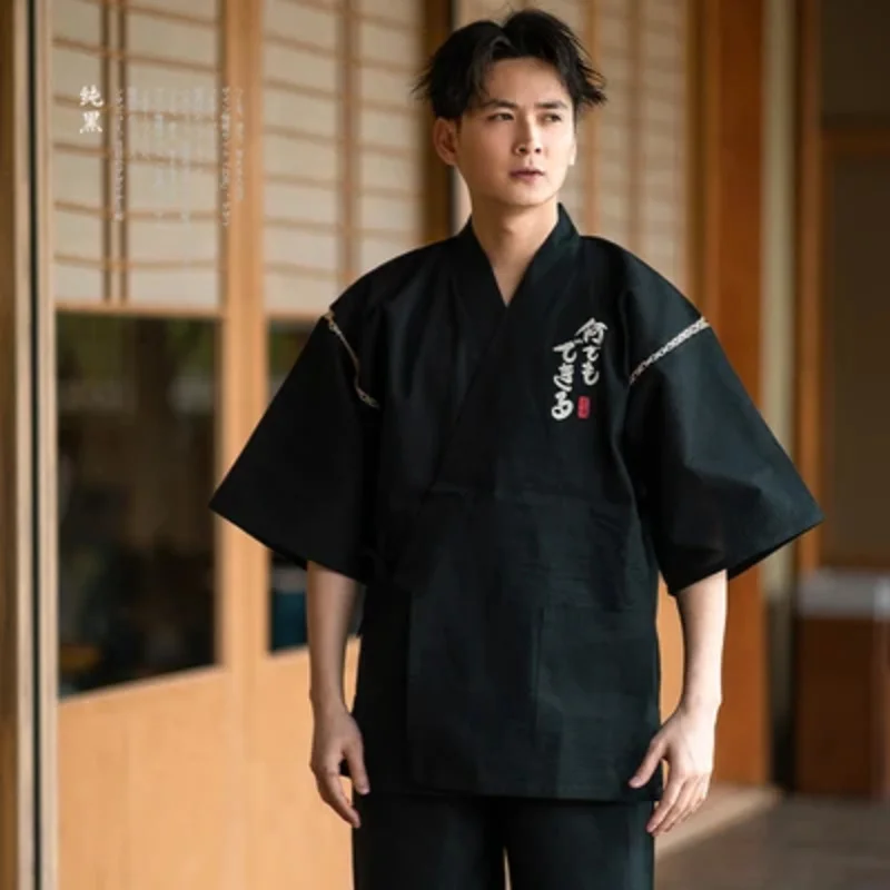 

Мужской японский кимоно летний комплект для отдыха, мужские пижамы, юката, ночная одежда, фото косплей версия