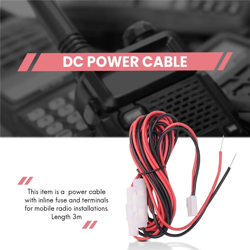 DC Power Cable Cord for Mobile Radio ICOM TK-760/768/8800 TM-241 FT 3 Metres